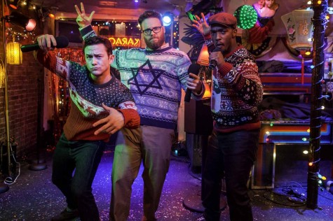 L-r, Joseph Gordon-Levitt, Seth Rogen and Anthony Mackie star Columbia Pictures' "The Night Before."